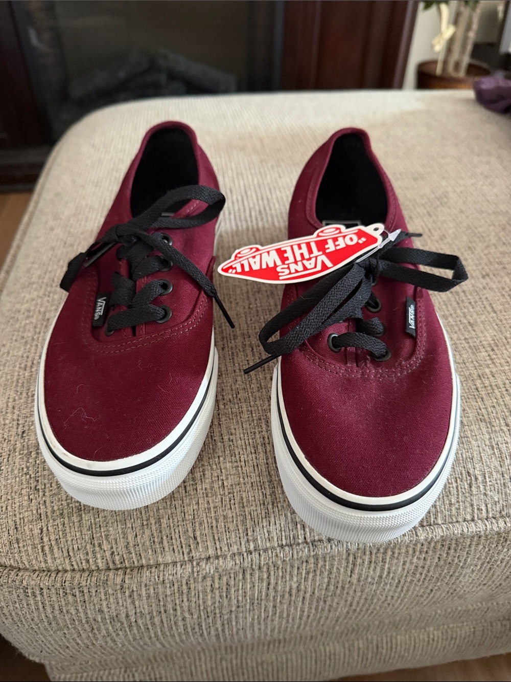 Vans Kids Canvas Sneakers in Burgundy with Black Laces